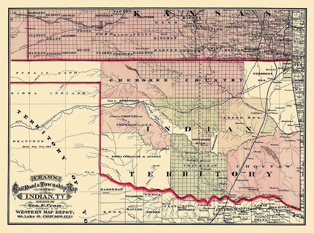 Oklahoma Indian Territory - Cram 1875