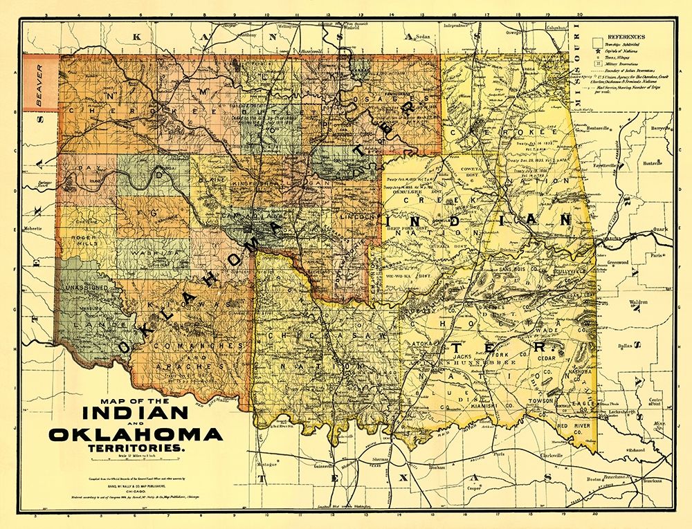 Oklahoma Indian Territory - Rand McNally 1894