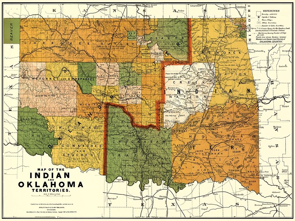 Oklahoma Indian Territory - Rand McNally 1892