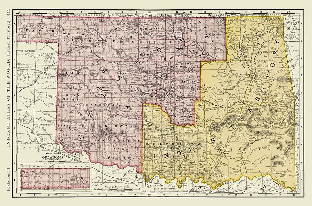 Oklahoma Indian Territory - Rand McNally 1897