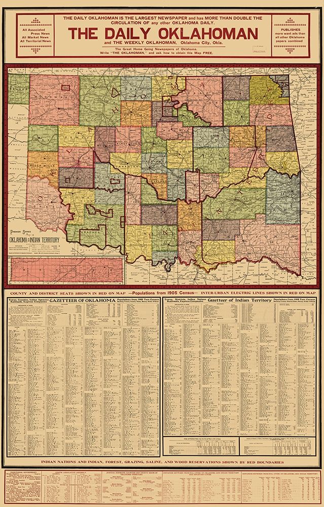 Oklahoma Indian Territory - Geographical Pub 1905
