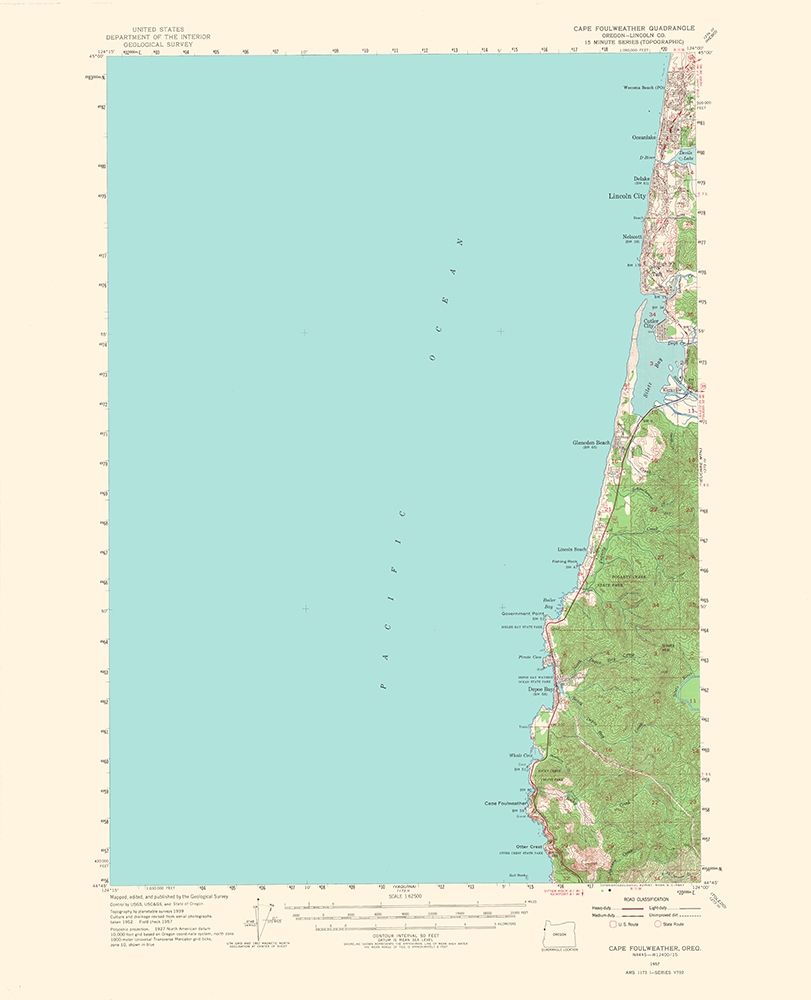 Cape Foulweather Oregon Quad - USGS 1967