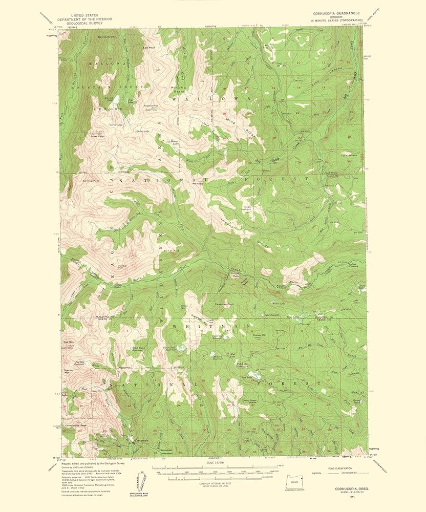 Cornucopia Oregon Quad - USGS 1961