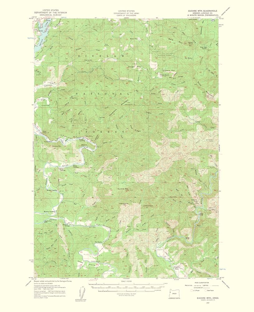 Euchre Mountain Oregon Quad - USGS 1963