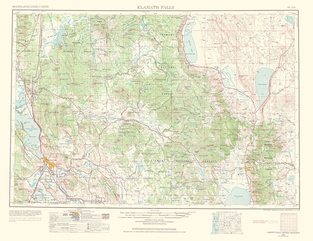 Klamath Falls Oregon California Quad - USGS 1968