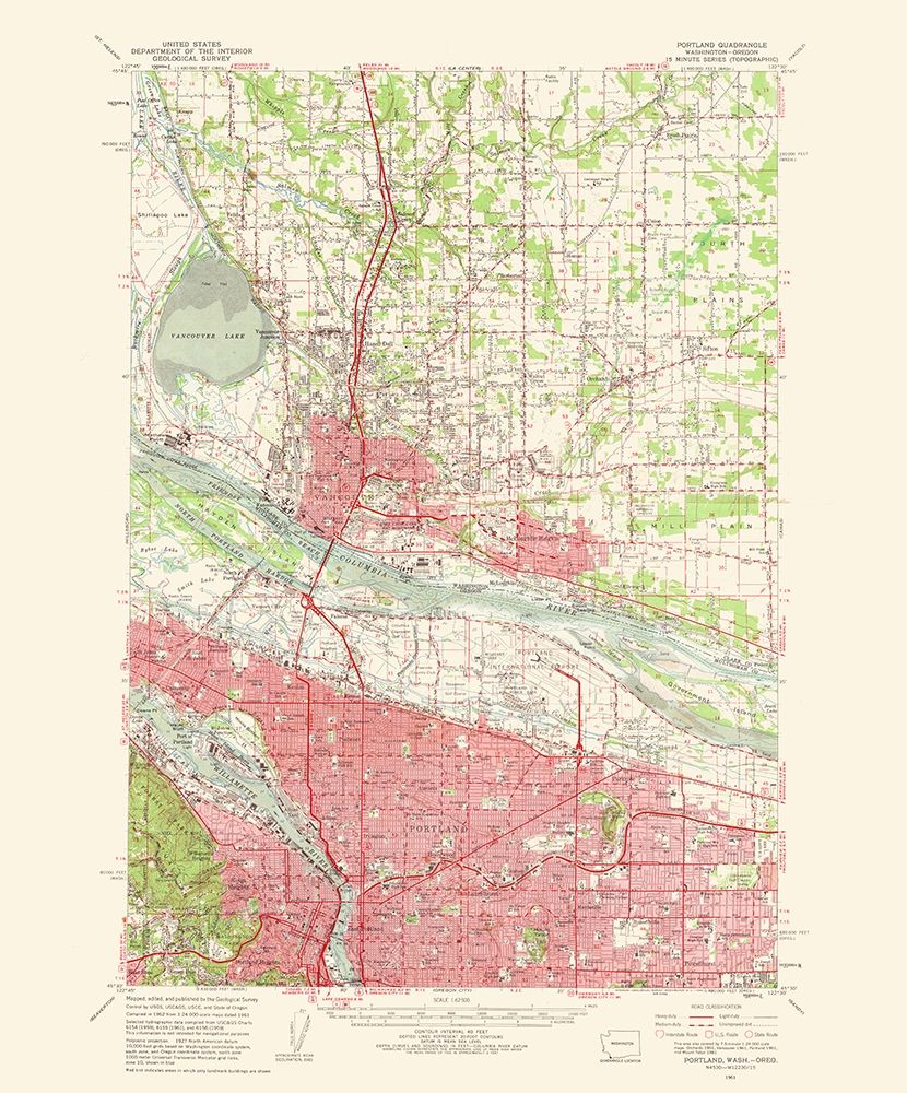 Portland Oregon Washington Quad - USGS 1963