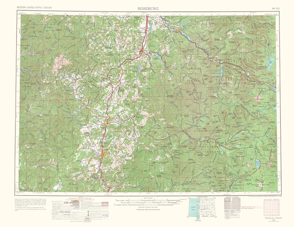 Roseburg Oregon Quad - USGS 1967