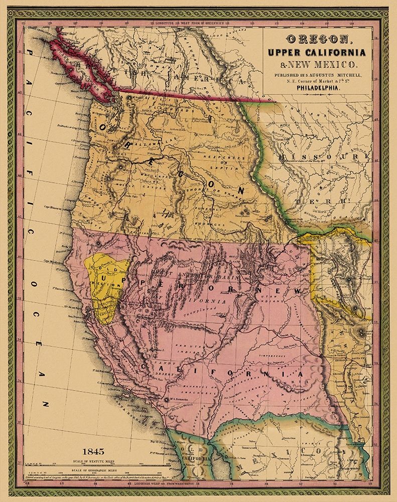 Oregon, Upper California - 1845