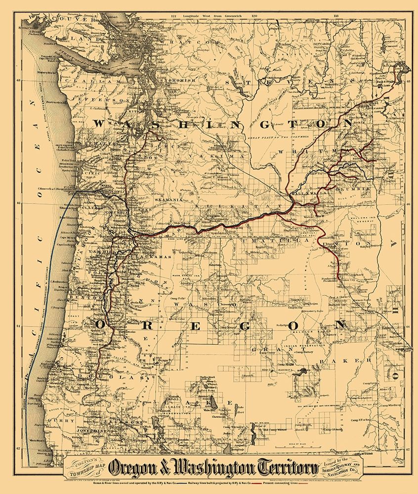 Oregon, Washington - Colton 1880