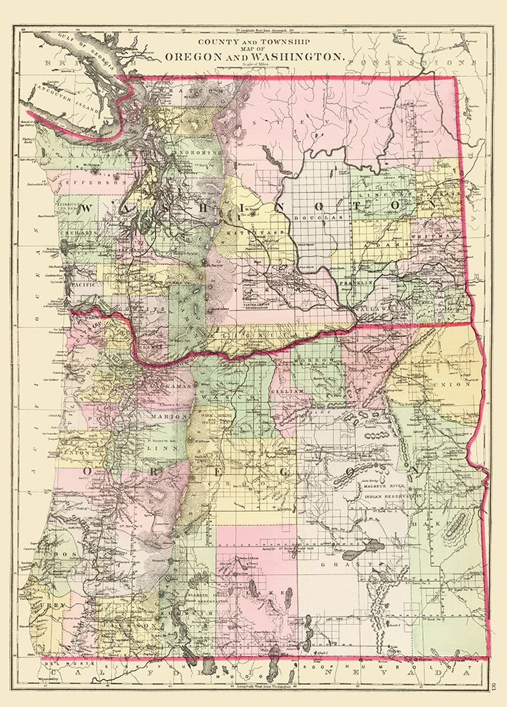 Oregon, Washington - Bradley 1887