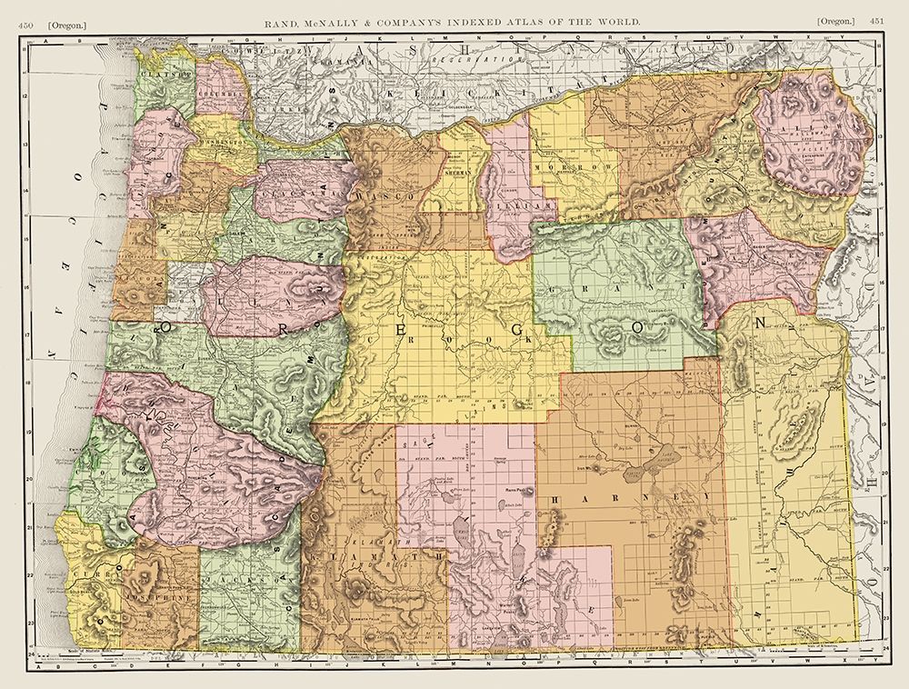 Oregon - Rand McNally 1898