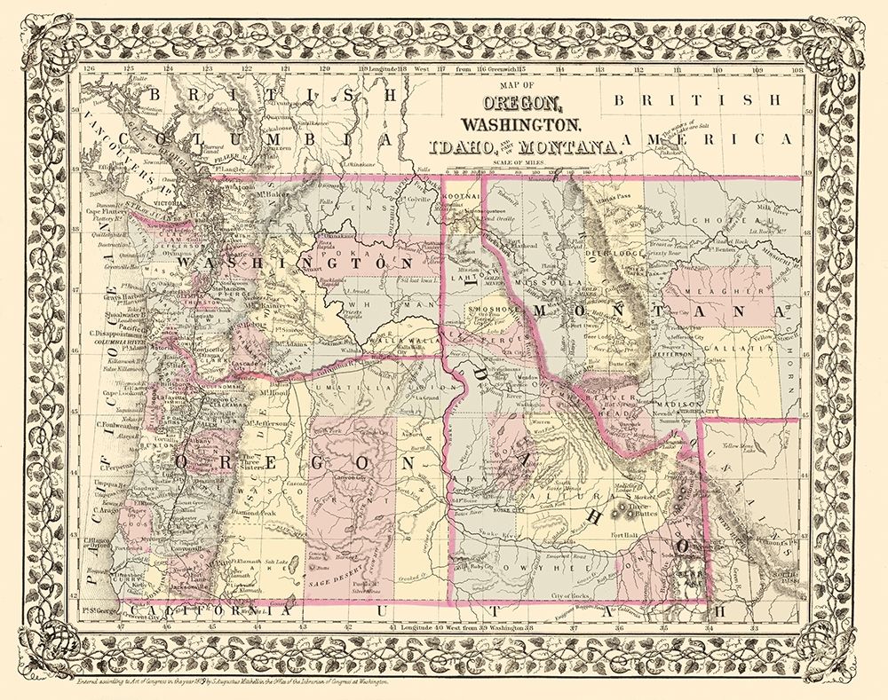 Oregon, Washington, Idaho, Montana - Campbell 1879
