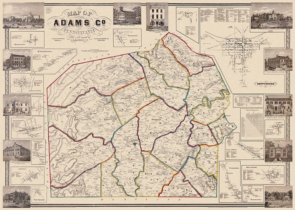 Adams Pennsylvania Landowner - Hopkins 1857