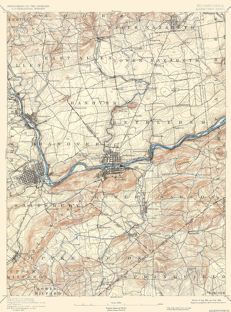 Allentown Pennsylvania Sheet - USGS 1894