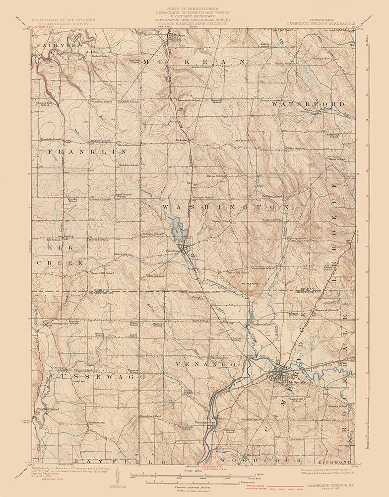 Cambridge Springs Pennsylvania Quad - USGS 1925