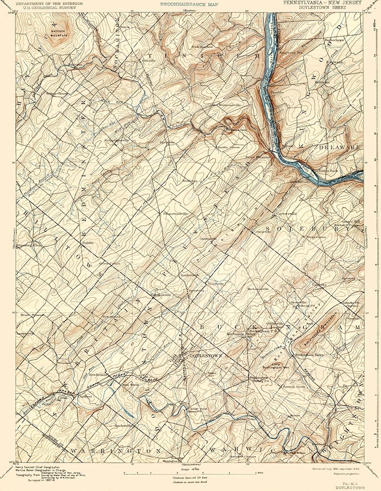 Doylestown Pennsylvania New Jersey Sheet