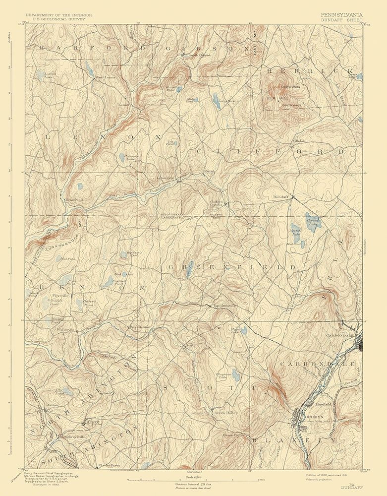 Dundaff Pennsylvania Quad - USGS 1892