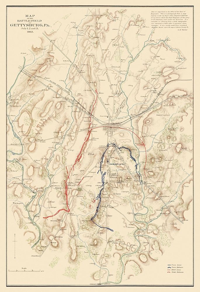 Gettysburg Battlefield Pennsylvania - Warren 1863