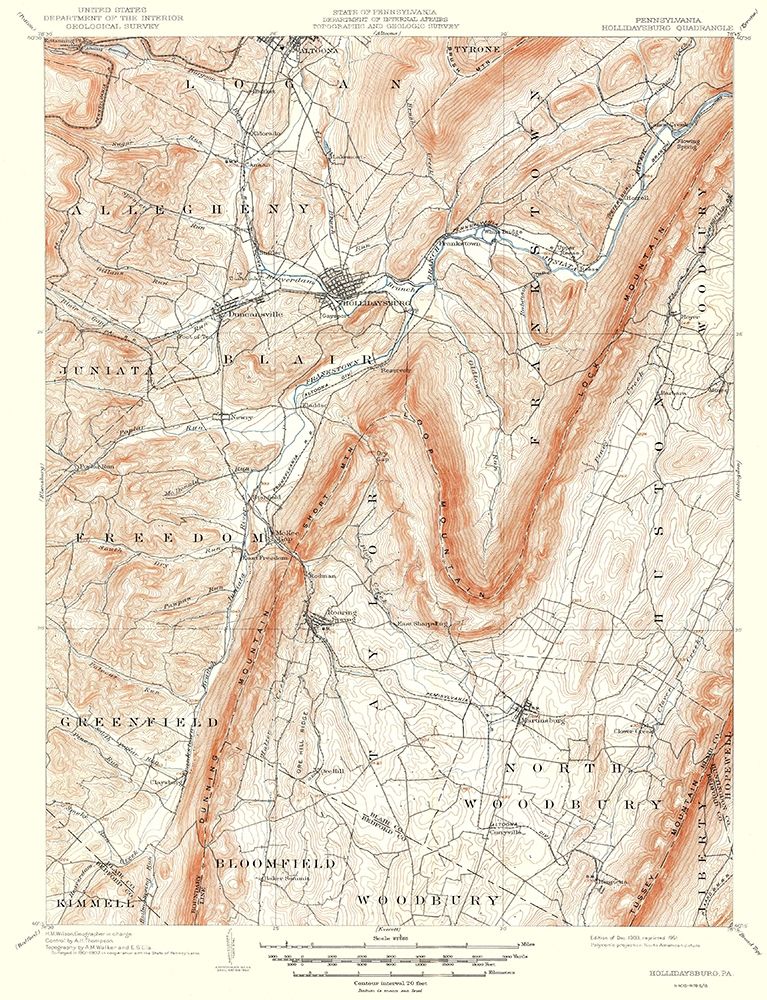 Hollidaysburg Pennsylvania Quad - USGS 1903