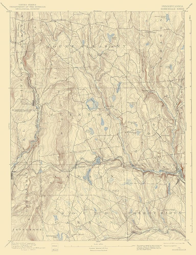 Honesdale Pennsylvania Quad - USGS 1892