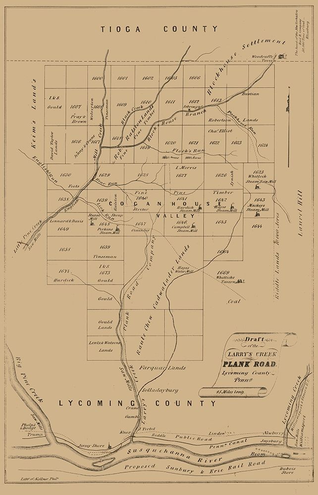 Lycoming County Pennsylvania - Kollner 1855