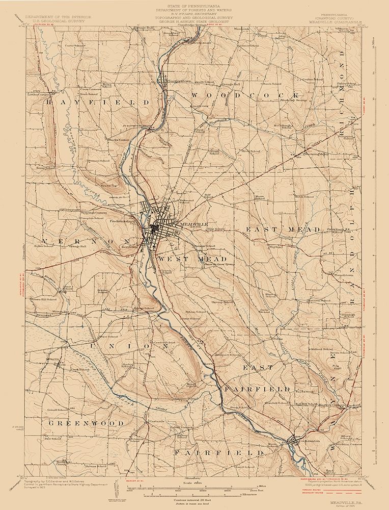 Meadville Pennsylvania Quad - USGS 1923