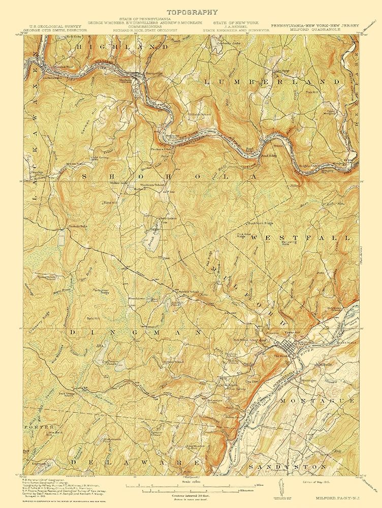 Milford New York New Jersey Quad - USGS 1915