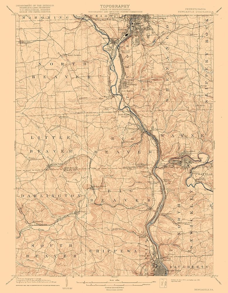 New Castle Pennsylvania Quad - USGS 1904