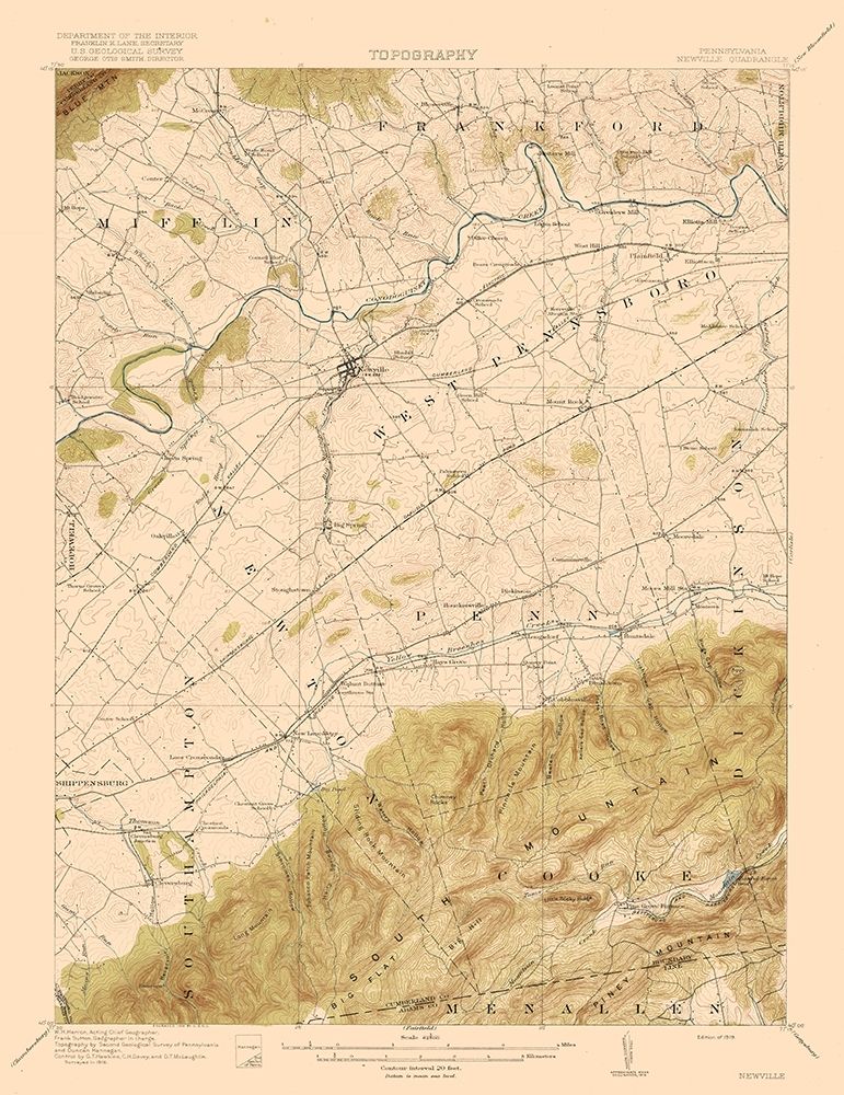 Newville Pennsylvania Quad - USGS 1919