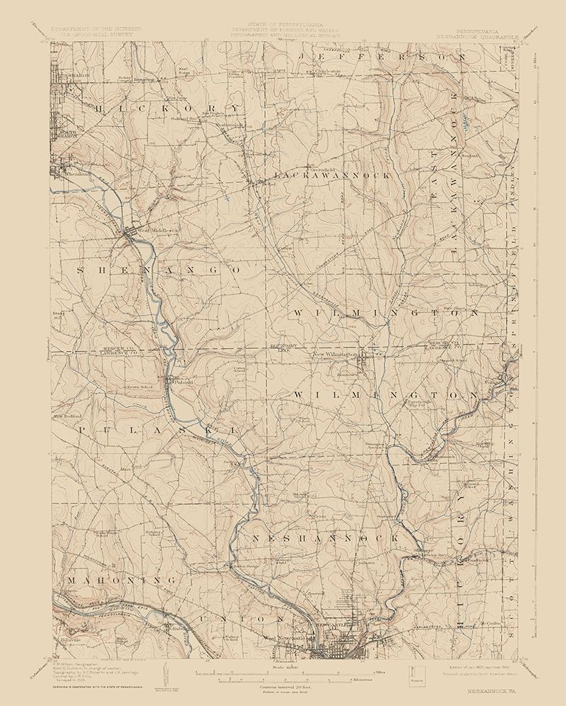 Neshannock Pennsylvania Quad - USGS 1907