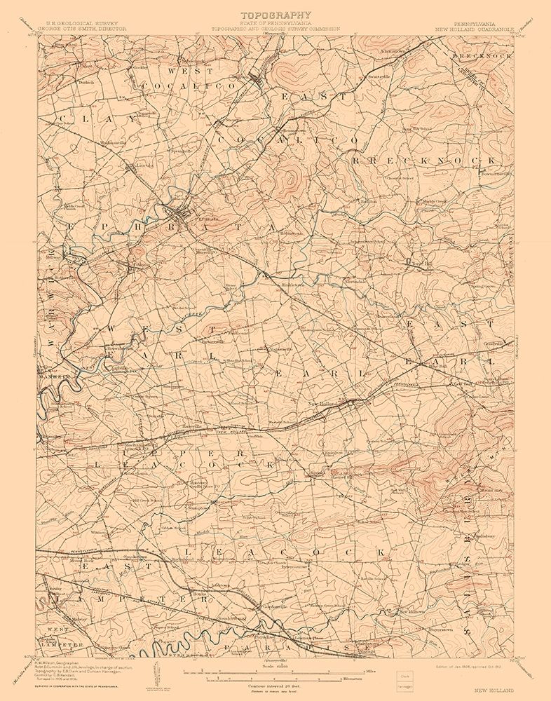 New Holland Pennsylvania Quad - USGS 1908