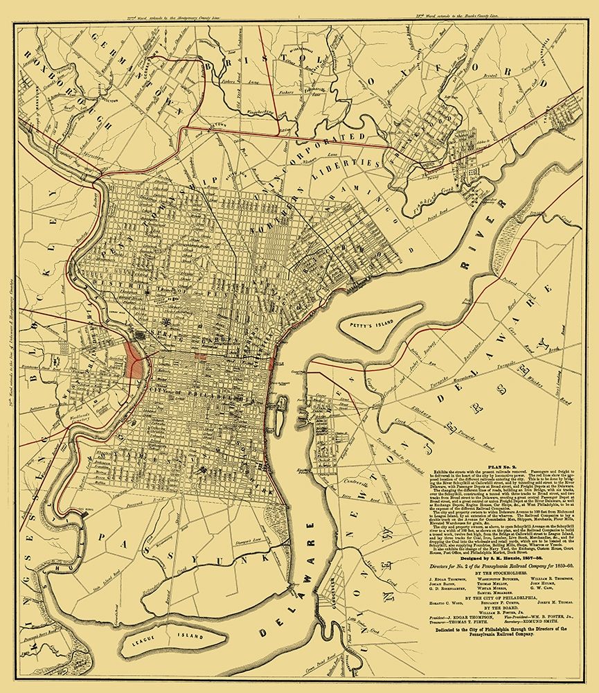 Philadelphia Railroad Plan 2 - Hoxsie 1858