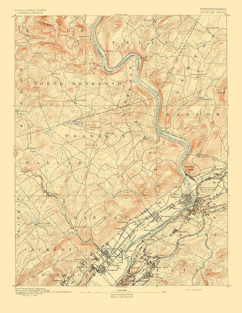 Pittston Pennsylvania Sheet - USGS 1893