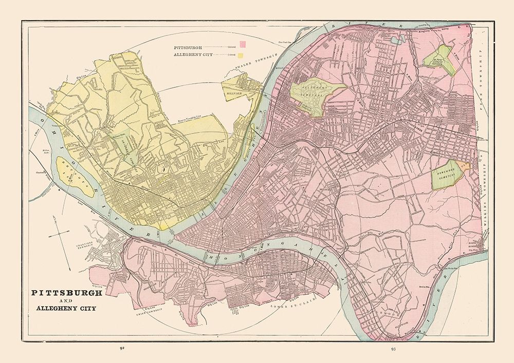 Pittsburgh, Allegheny  Pennsylvania - Cram 1892