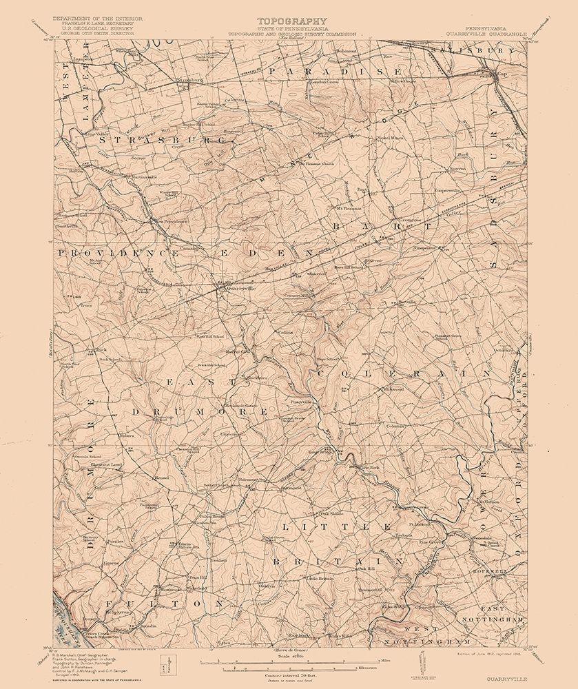 Quarryville Pennsylvania Quad - USGS 1912