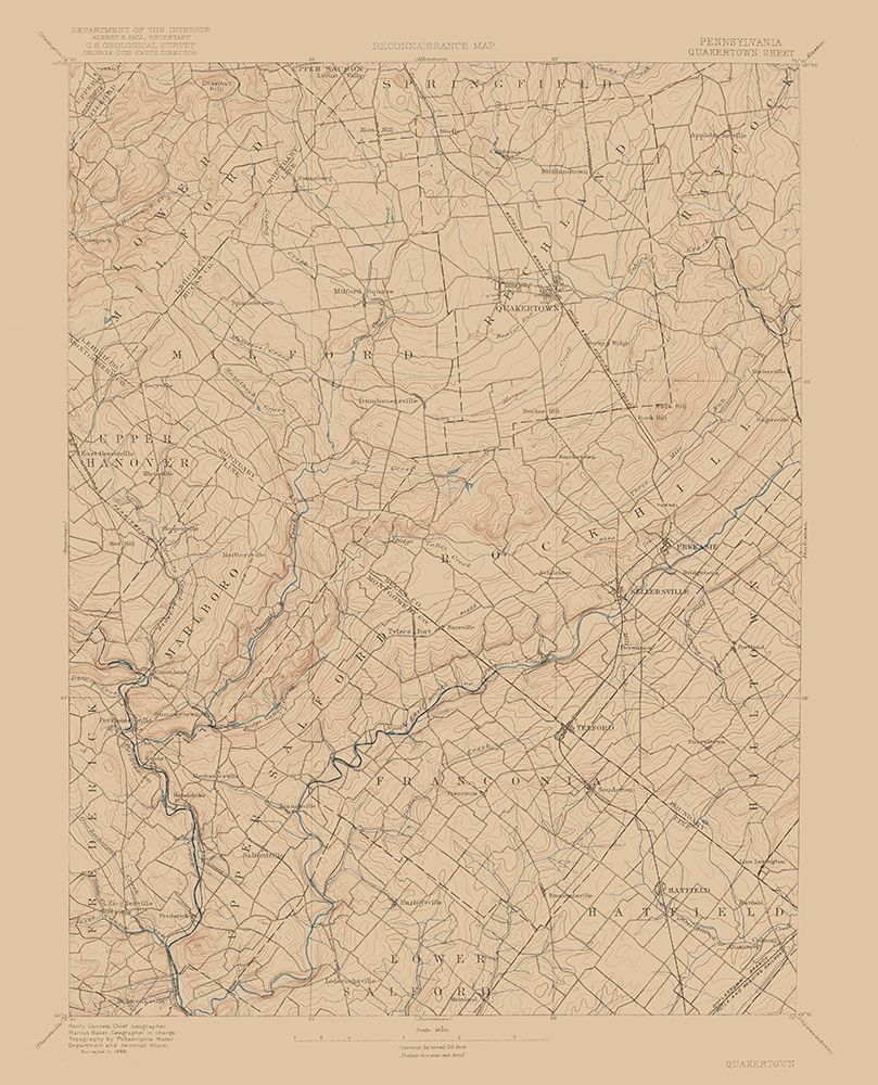 Pennsylvania Quakertown Sheet - USGS 1888