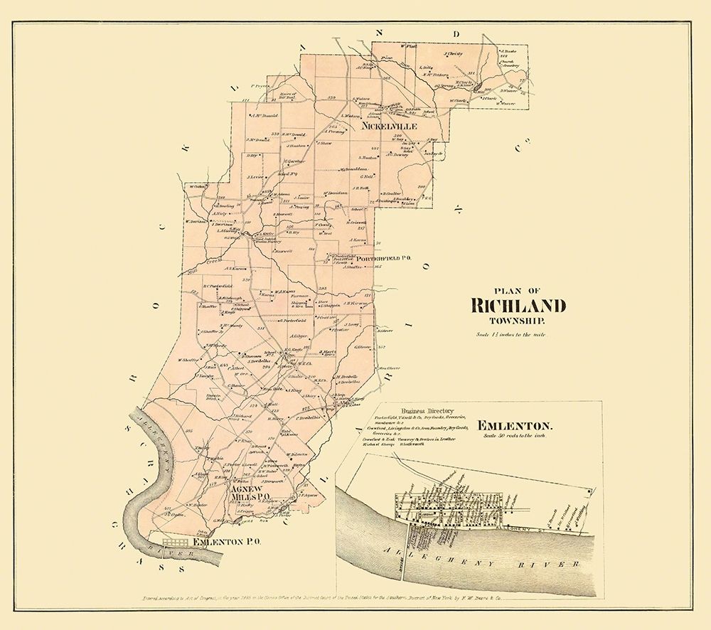 Richland Pennsylvania Landowner - Beers 1865
