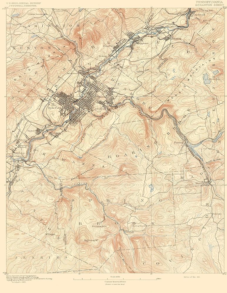 Scranton Pennsylvania Sheet - USGS 1891