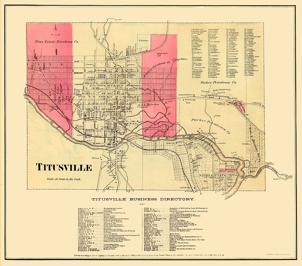 Titusville Pennsylvania Landowner - Beers 1865