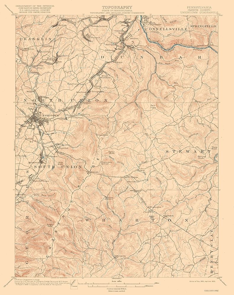 Uniontown Pennsylvania Quad - USGS 1900