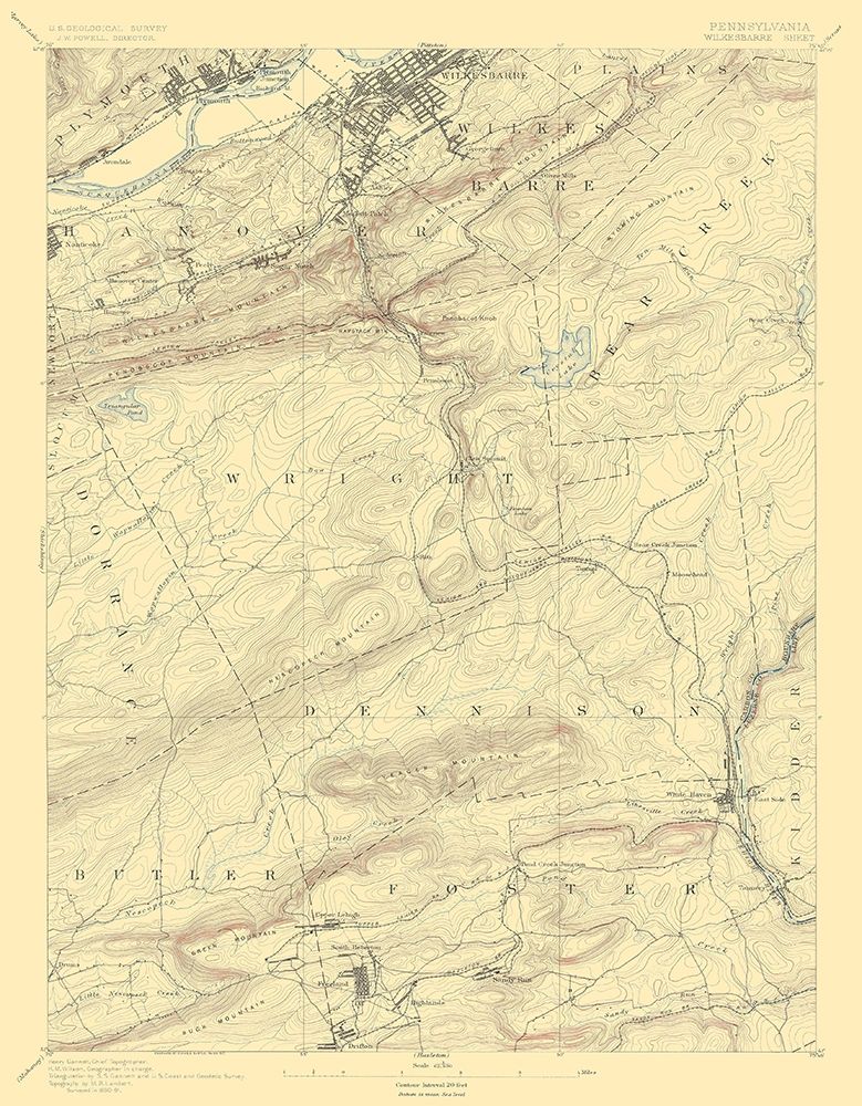 WilkesBarre Pennsylvania Sheet - USGS 1891