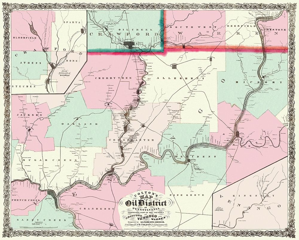 Oil District In Pennsylvania with Landowners 1865
