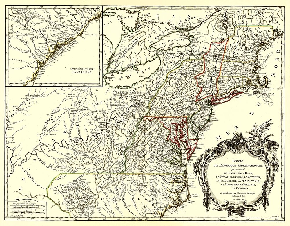 Northeastern Coast North America - Vaugondy 1755