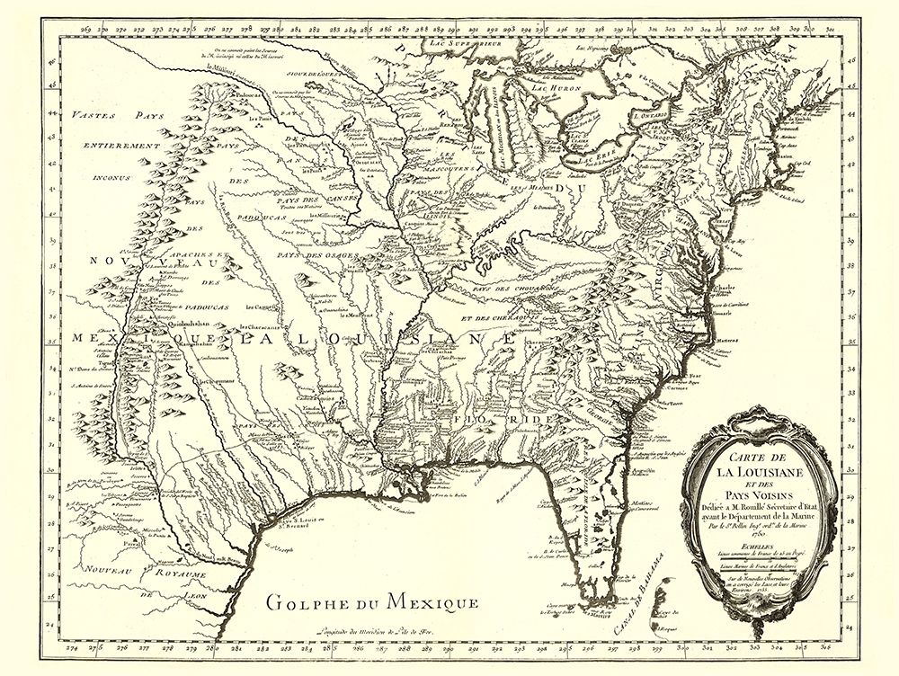 Louisiana with Neighboring Countries - 1750