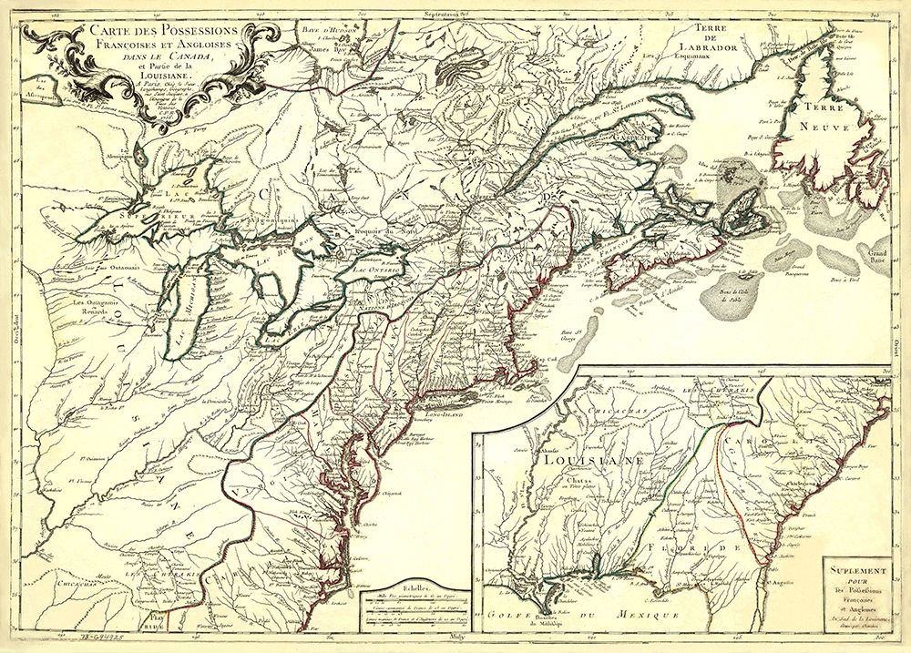 English French Possessions Canada Louisiana - 1756