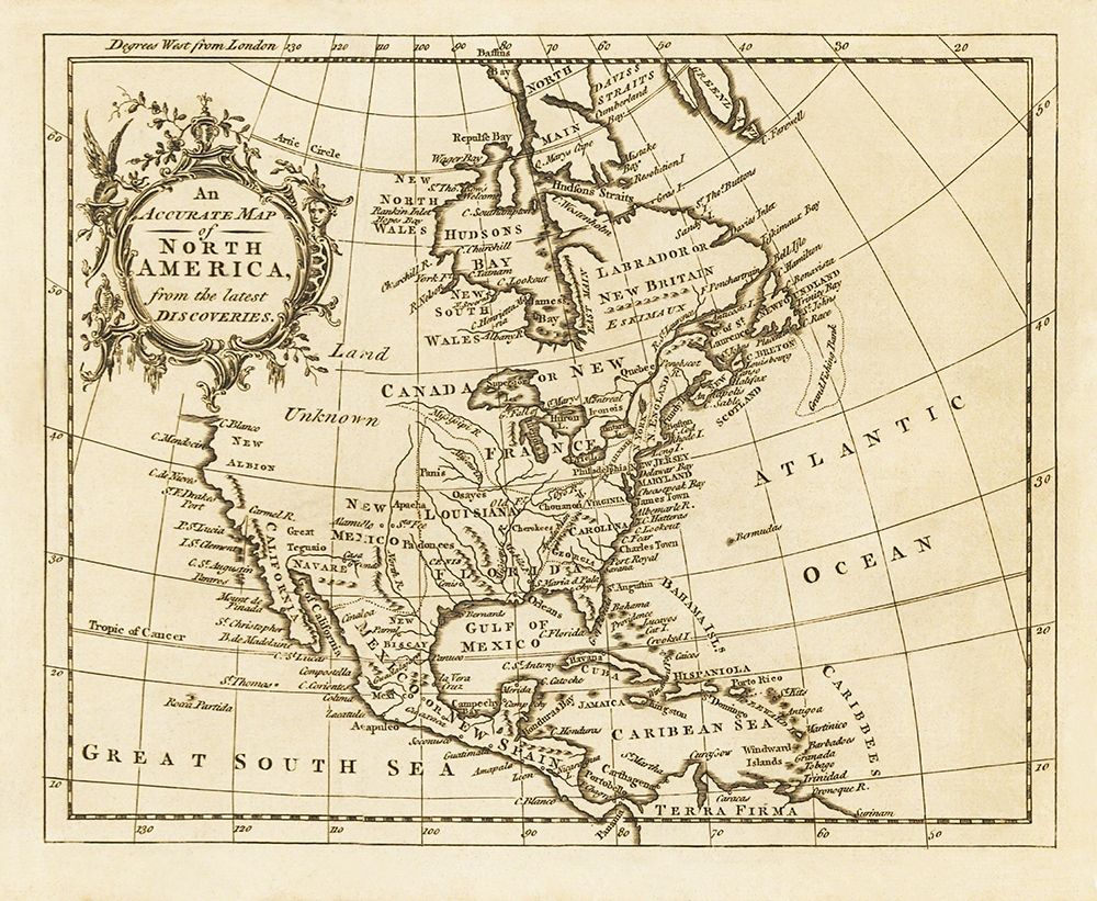 North America from the Latest Discoveries - 1750