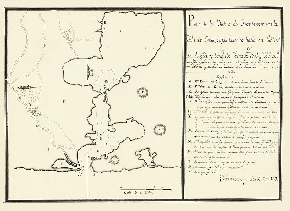 Plan of Guantanamo Bay On the Island of Cuba 1751