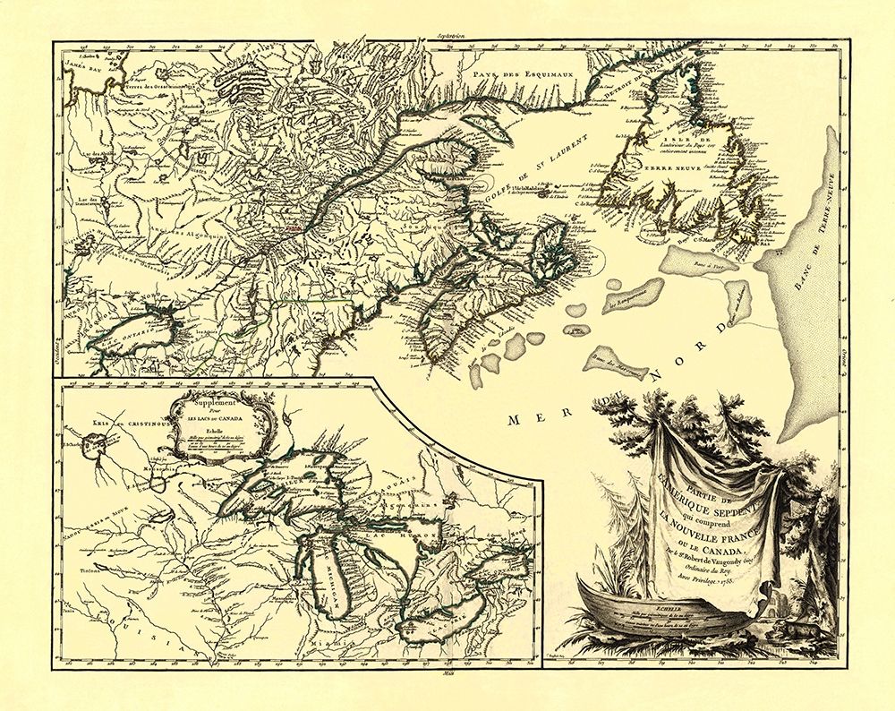 United States Canada - Vaugondy 1755