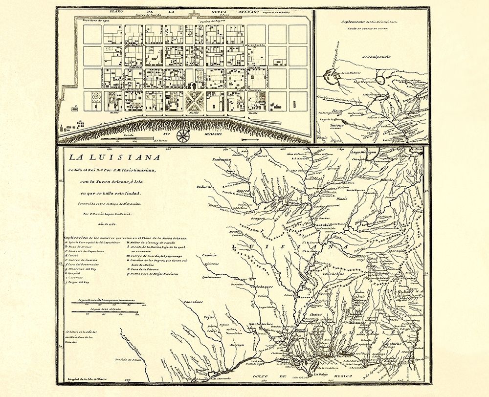 Louisiana with New Orleans - Madrid 1762