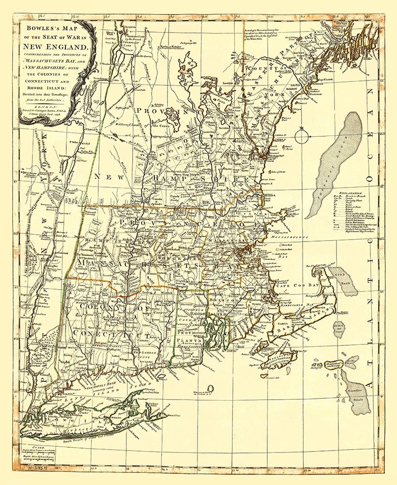 New England Seat of War - Bowles 1776